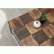 Table basse BRODER 100 x 60 cm - Métal laqué silver et plateau en manguier massif et vieux bois de bateaux_2