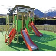 3722 - Ma cabane, structure pour aire de jeux Transalp - 2 tours H 1.35 m avec toboggans, filet et panneaux ludiques_2