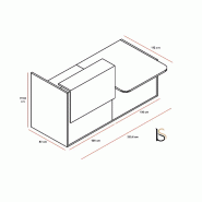 Bureau d'accueil lumineux Tera - MDD - 206, Chêne Canadien, Blanc mat, Droite_2