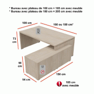 Bureau monochrome TAK avec rangement intégré - Mobel Linea - 185, Droite, Chêne grisé_2