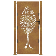 Vidaxl portail de jardin 105x180 cm acier corten conception de l'arbre 153164_2