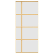 Vidaxl porte coulissante doré 90x205 cm verre esg dépoli et aluminium 155194_2