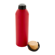 Bouteille en aluminium - 600 ml - Couvercle en bambou - Couleur rouge_2