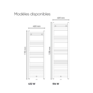 Sèche-serviettes 2012 étroit eau chaude 516W blanc racc. Doubles centrés ou sur collecteurs - Atlantic - 833953_2