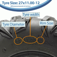27x11.00-12 (275/70-12) 8ply ATV Tyre P0359 OBOR Cypress 76J Tubeless (Set of 3)_2