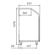 Machine à glace en grains compacte avec dimensions 590 x 620 x 1087 mm