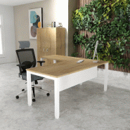 Bureau d'angle Tempo - Mobel Linea. - Blanc 9010, 180, Oui, Chêne veiné_0