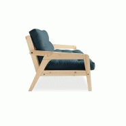 Canapé convertible futon Grab en pin naturel - Coloris bleu pétrole - Couchage 130 x 190 cm - Style scandinave_2