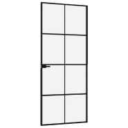 Vidaxl porte d'intérieur noir 83x201,5 cm trempé verre aluminium fin 153663_2