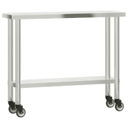 Vidaxl table de travail de cuisine avec étagère 110x30x120 cm inox 3208897_2