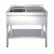 Plonge inox 1 bac avec égouttoir et étagère - P 700 mm -_2