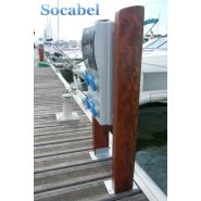 Borne marina - Tahiti simple - H1200mm x L400mm x P170mm - Coffret électrique étanche IP67 - Support bois IROKO_2