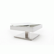 Table basse Marseille laquée blanc mat - Plateau en verre trempé - 75x75 cm - Piétement en acier brossé_2