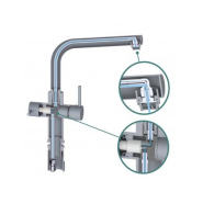 Robinet 3 voies bec HAUT - Métal Free - Eau filtrée et mitigée - Chromé_2