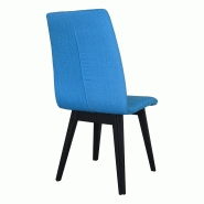 Lot de 2 chaises Maelys en hêtre massif - tissu bleu polyester - piètement laqué noir_2