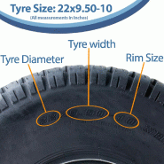 22x9.50-10 4ply Grass Tyre pour John Deere Gator Turf Lawnmowers P532 (Set of 3)_2