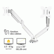 Bras porte-écrans double Platinum Series - Blanc_2