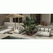 Canapé d'extérieur convertible Buckle-Up - couleur blanc - matelas 2 places en polyester et dralon hydrofuge_2