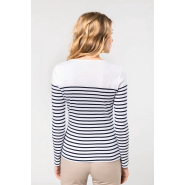 Marinière manches longues femme - Kariban - Réf: K386 - 100% coton avec point fantaisie et fentes latérales_2