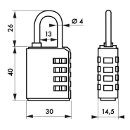 Cadenas 40 mm - combinaison modifiable - ouvrant sur clé passe - THIRARD - alliage moulé - mécanisme à 4 viroles_2