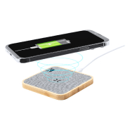 Chargeur sans fil rapide 15W - boîtier bambou et tissu polyester RPET - câble USB inclus_2