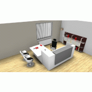 Bureau d'accueil angle Z2 avec accès bas sur le côté - Officity. - Gris clair, Gauche, Blanc_0