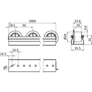 Rail à rouleaux économique, durable et à fonctionnement fluide avec bride -1 pièce - XST R28_2