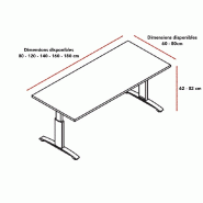 Bureau réglable en hauteur Ergonomic Master - MDD - Alu, Blanc, 80 x 60 cm
