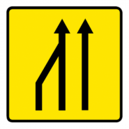 Panneau de voirie temporaire KD10A ex2G - Réduction des voies à gauche_2