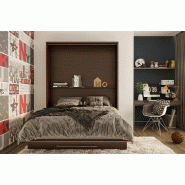 Armoire lit escamotable Mykonos Wengué - Couchage 160x200 cm - Ouverture assistée et design chic_2