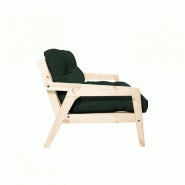 Canapé convertible futon Grab en pin naturel - Coloris vert foncé - Couchage 130 x 190 cm_2
