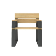 Fauteuil Havane avec Accoudoirs 700 mm en Robinier et pieds fonte_2