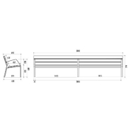 Banc public Modo-10 - 300 cm - 7 lames en aluminium anodisé ou peint en bleu_2