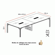 Table de conférence design 8 à 10 personnes avec plateau en verre X8 - Verre Blanc, 320_2
