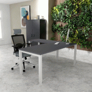Bureau d'angle Tempo - Mobel Linea. - 180, Alu, Anthracite, Non_0