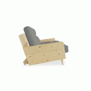 Canapé 3 places convertible INDIE - Style scandinave - Futon gris - Couchage 130x190 cm - Pin massif - Matelas confortable_2