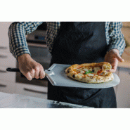 Pelle à pizza ronde pleine aluminium manche court - Ø 33 - Manche 25 cm - Gamme Amica | GI.METAL_2