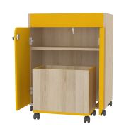 Meuble d'exposition - Réf. R.RE - Avec étagères à rebords et bac à roulettes - Pour crèches et collectivités_1
