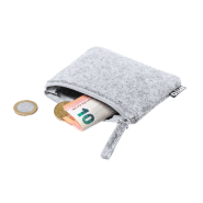Porte-monnaie zippé en feutre RPET - Labélisé RPET - Gris - 11g_2