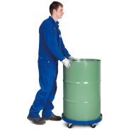 148431W - Roule-fût en acier peint RAL 5010, pour fûts acier 200L et plastique 220L - 4 roulettes pivotantes_2