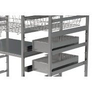 Rayonnage pour instruments et équipements stériles - système modulaire FamoStorage en acier inoxydable, 1200 kg par section_2