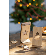 Support pour téléphone en bambou - Motif étoile de Noël - Couleur naturelle - 185g_2