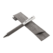 Stylo bille twist en métal - Corps en polyester RPET - Étui assorti - Encre bleue_2