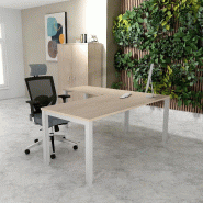 Bureau d'angle Tempo - Mobel Linea. - 180, Alu, Acacia clair, Non_0