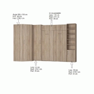 Composition lit escamotable DYNAMO chêne 140 x 200 cm - 2 colonnes rangement + angle - Sommier à lattes et ouverture assistée_2