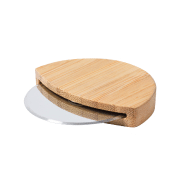 Roulette à pizza - acier inoxydable - boîtier en bambou - couleur naturelle - poids 35 g_2