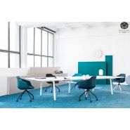 Yan M - Bureau open space avec plateaux coulissants - Mahora - Plateau mélaminé, piétement métal - Dimensions modulables_2