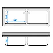 Plonge batterie 180x70cm sur meuble 2 cuves_2