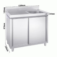 Plonge inox 1 bac et égouttoir sur placard - P 700 mm -_2
