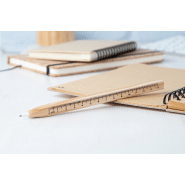 Stylo à bille en bois - corps carré avec règle intégrée de 14 cm - encre noire_2